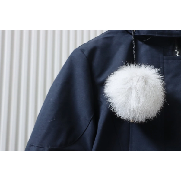 Moose Knuckles Women's Debbie Down Bomber Jacket W Fur Navy Blue