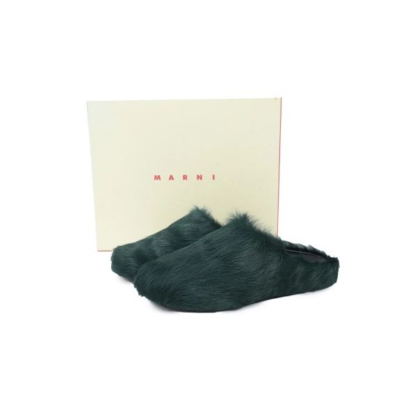 Marni Long-hair Calfskin Fussbett Sabot Deep Green SBMR000600P412200V78