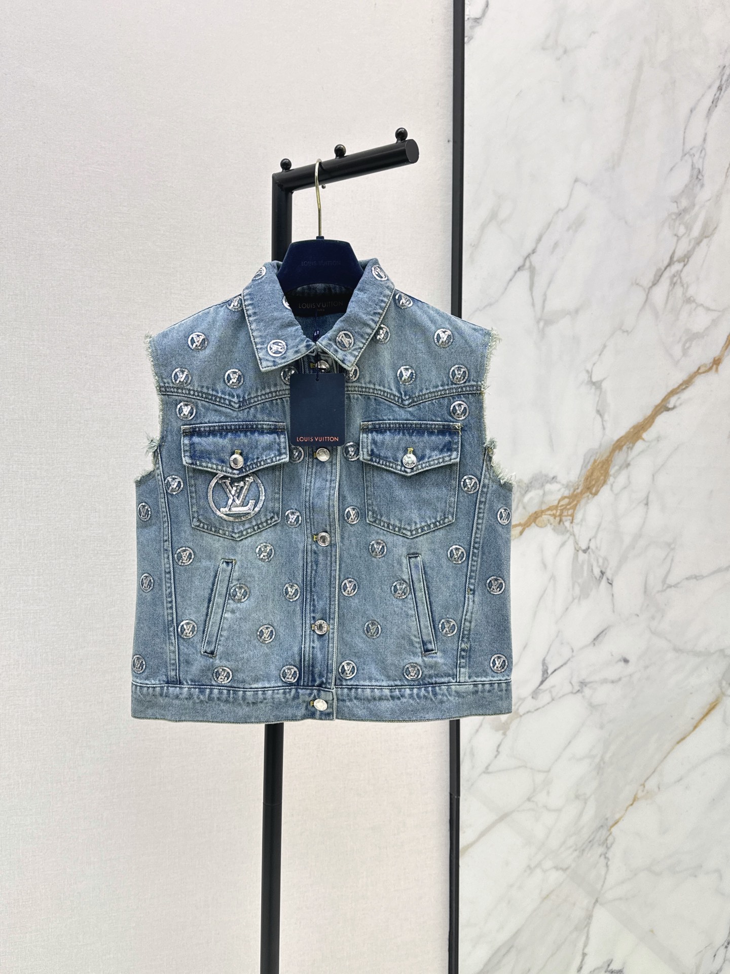 Louis New Sequin Denim Vest