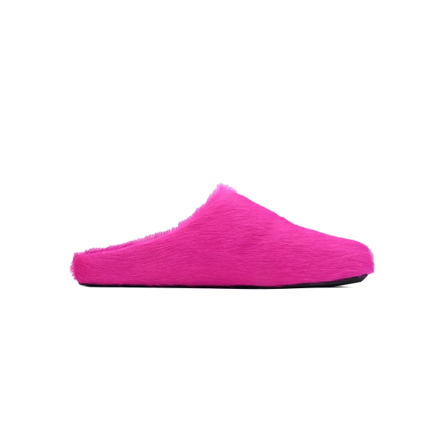 Marni Long-hair Calfskin Fussbett Sabot Rose Red