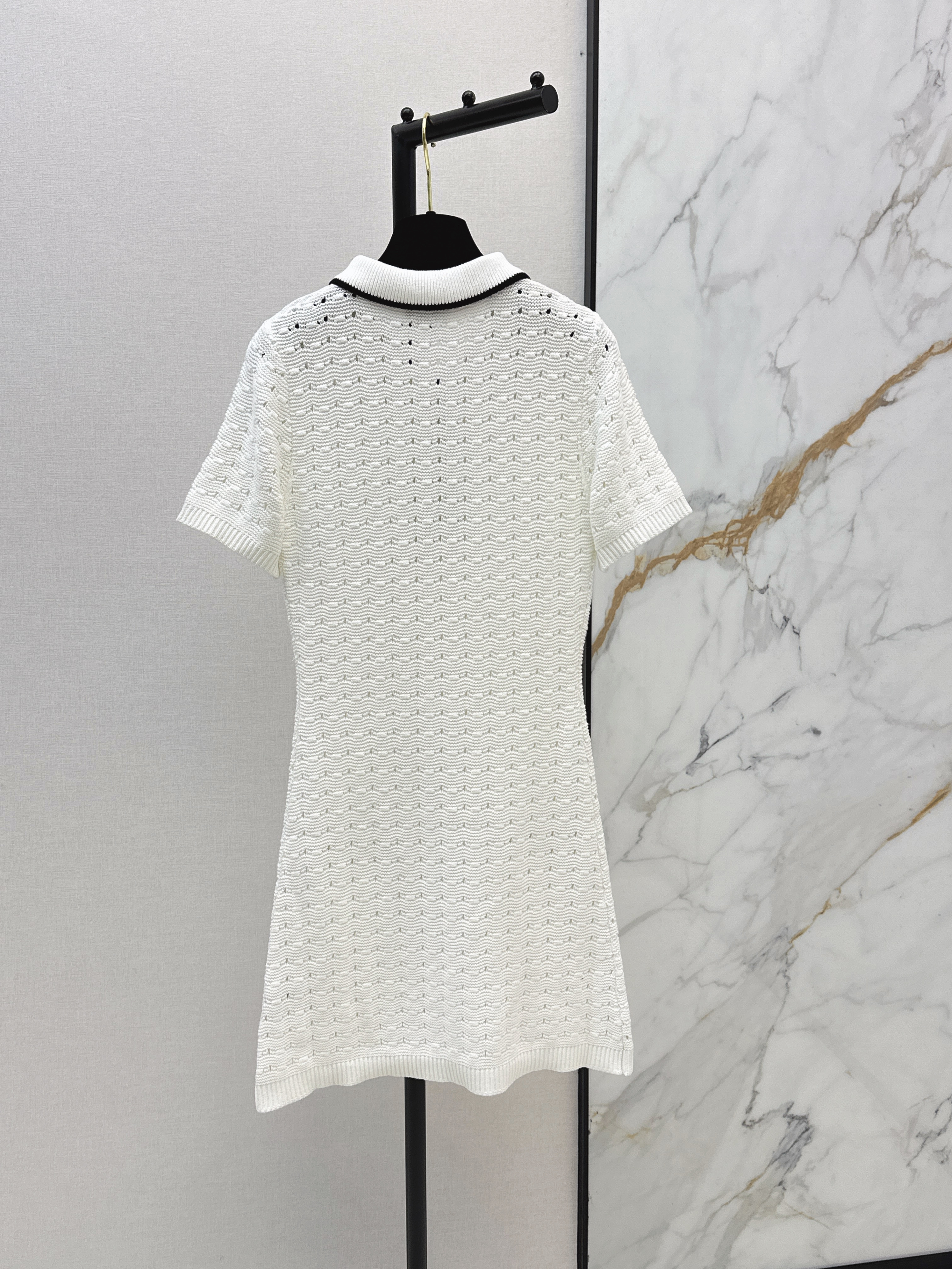 Chan New Hollow-out Knit Short Sleeve Dress