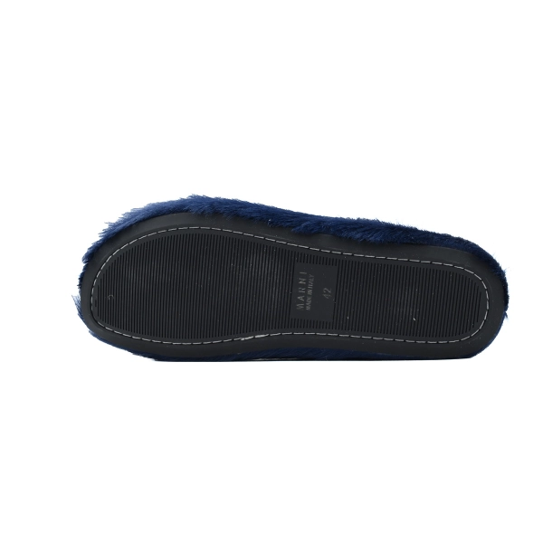 Marni Long-hair Calfskin Fussbett Sabot Dark Blue