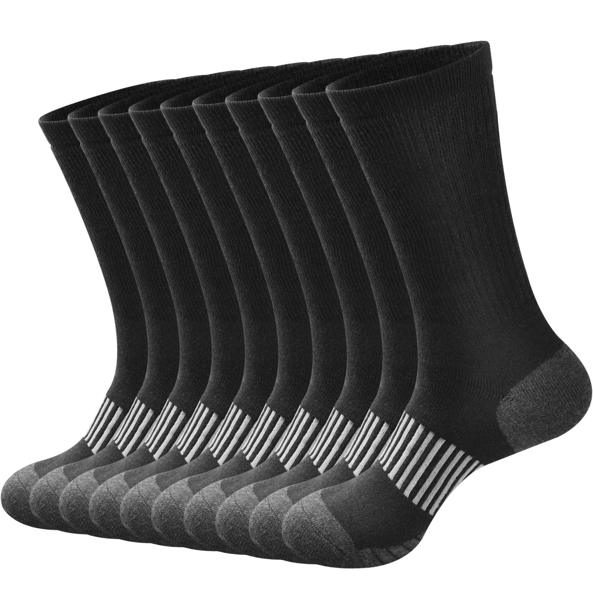 Men's work boots, sports running socks, moisture wicking heavy-duty cushioning mid tube socks, multiple pairs