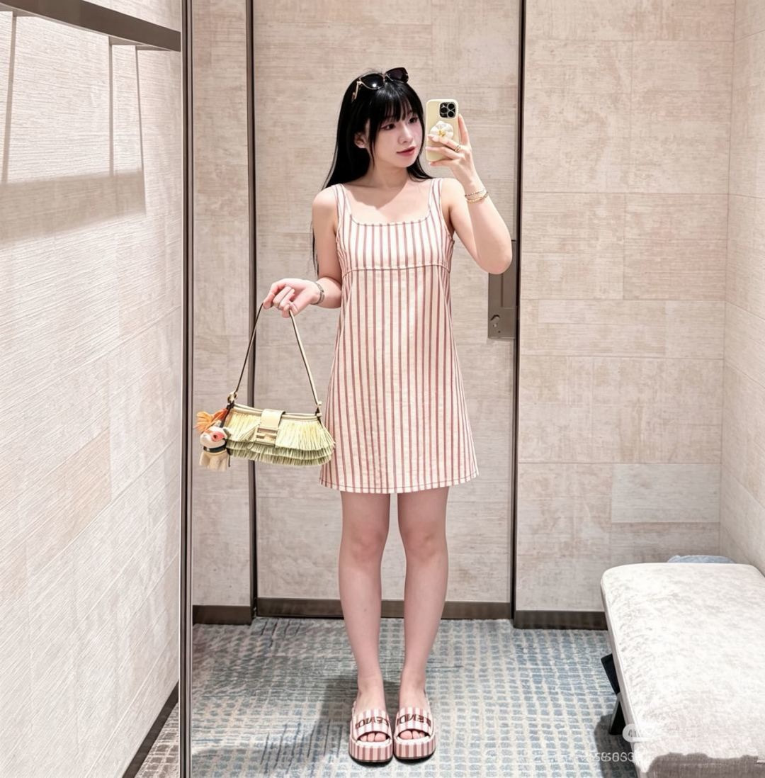 Fend New Striped Sleeveless Dress