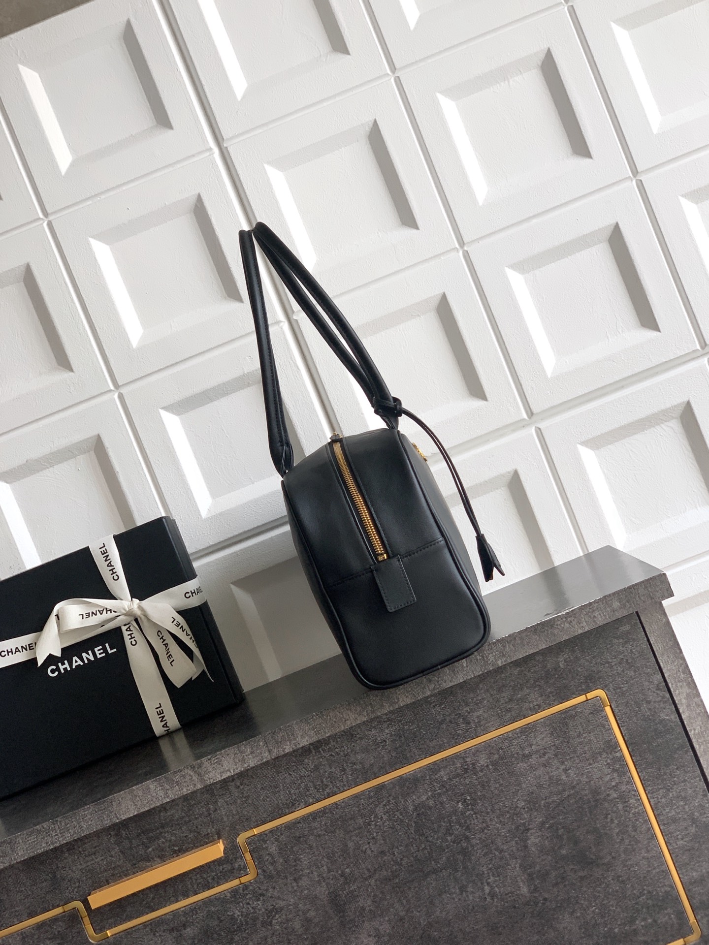 Chan New Bowling Bag Black Gold Large