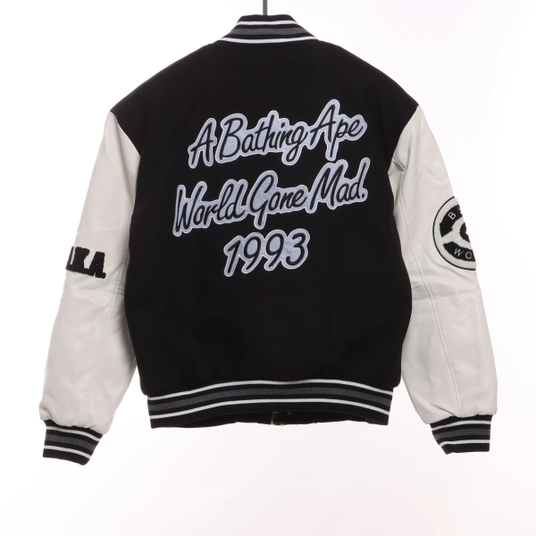 Bape Embroidered Baseball Jacket  Black