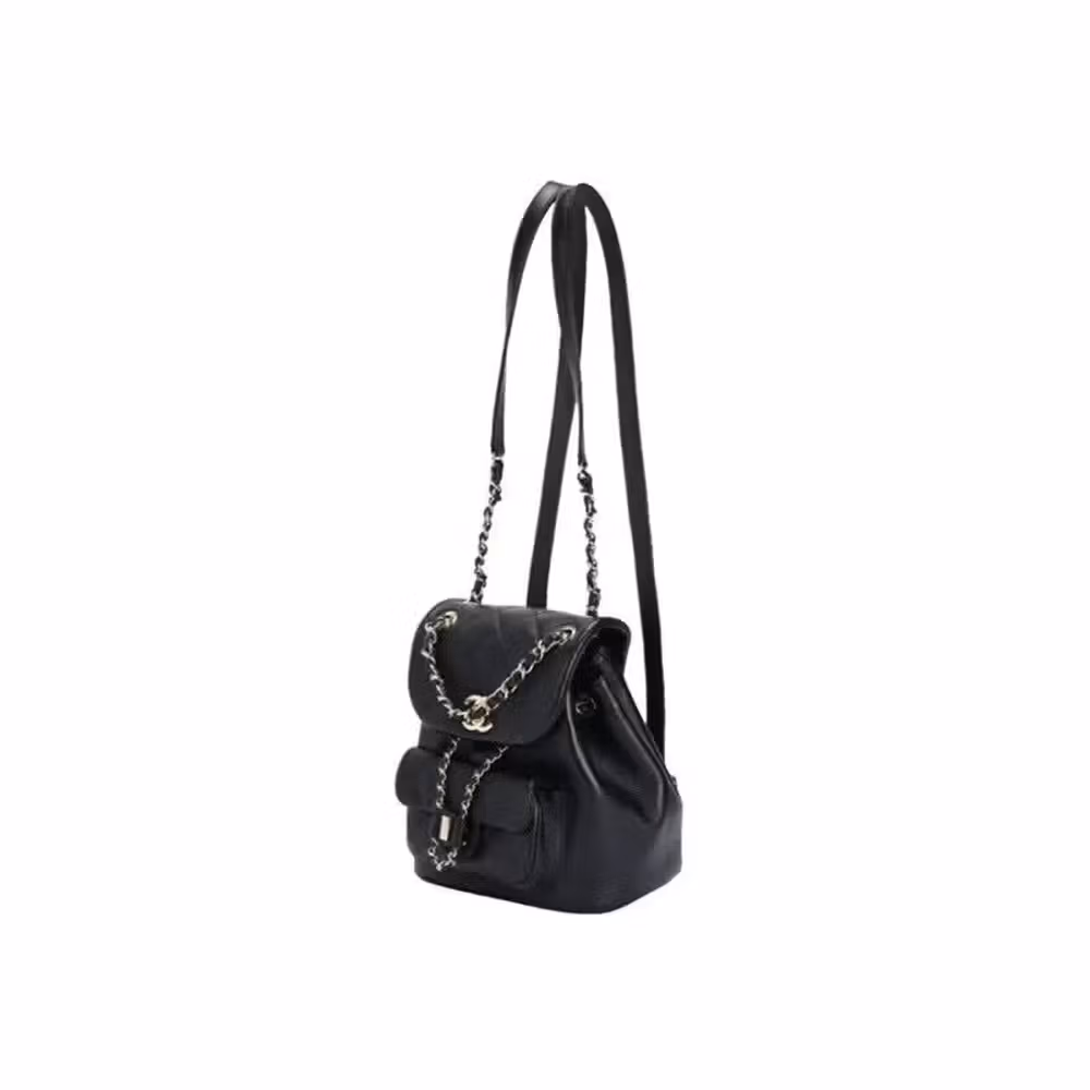 Chanel (CHANEL) Women's Bag 23C Gold Buckle Diamond Pattern Flip Leather Wear Chain Cowhide Material Backpack Backpack Small Women's Black Black 18.5cm Long 12cm Wide 18cm High