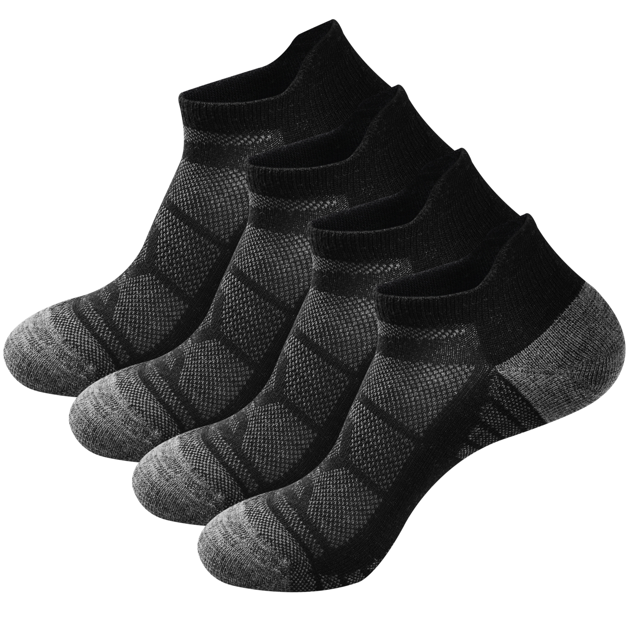 GKX Men's No Show Merino Wool Running Athletic Casual Socks 4 Pairs