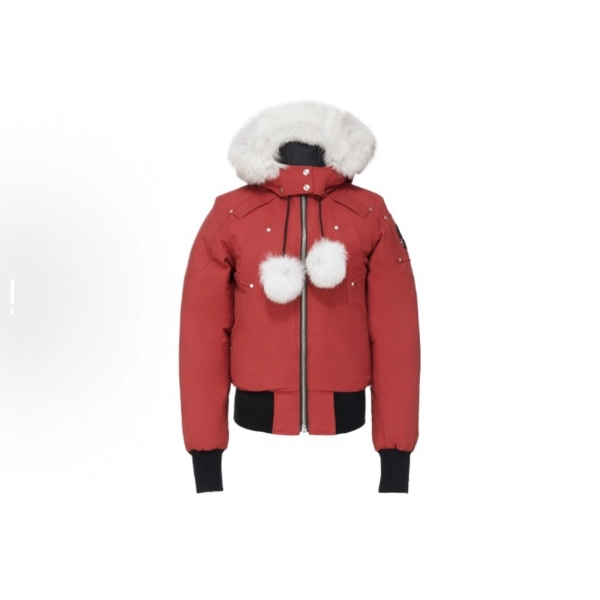 Moose Knuckles Red Jacket White Wool Collar（NFC)