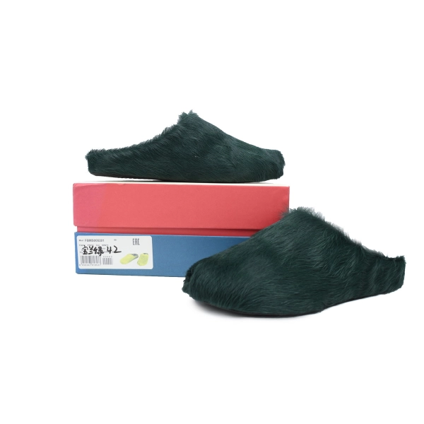 Marni Long-hair Calfskin Fussbett Sabot Deep Green SBMR000600P412200V78