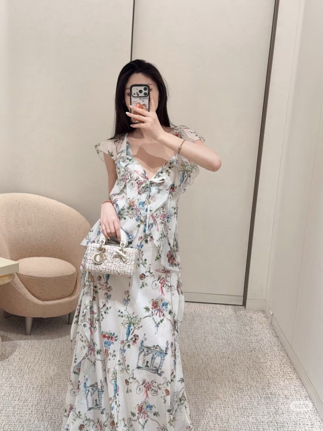 CD New ruffle print dress