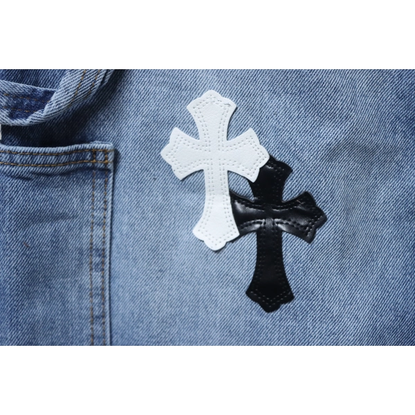 Chrome Hearts Fleur Knee Cross Patch Jeans Blue
