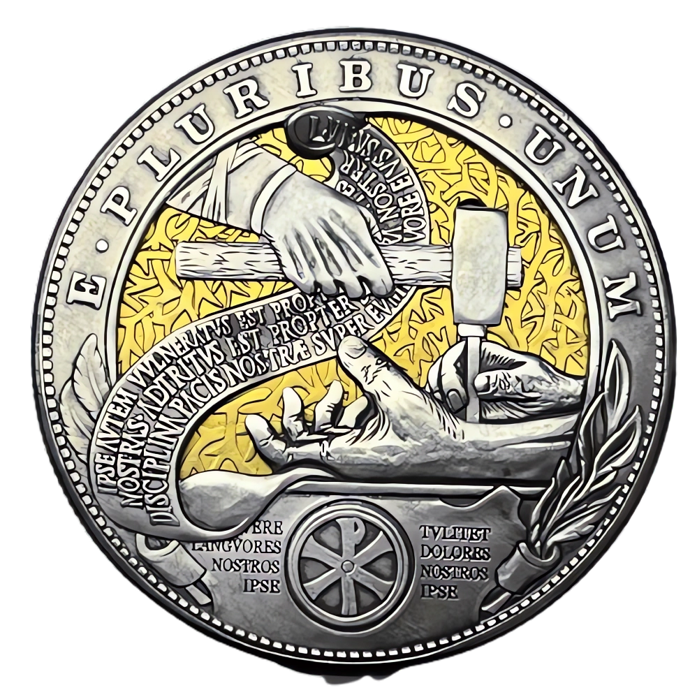 USA Movable Mechanical Coin 'The Savior`s Hand' Roman Booteen Coin Hobo Nickel Morgan Dollar Amazing Art Collectible Creative Gift Handmade Commemoration Coin