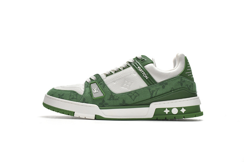 Pkkicks God Batch LOUIS VUITTON Trainer Green Cloth Surface VL1201