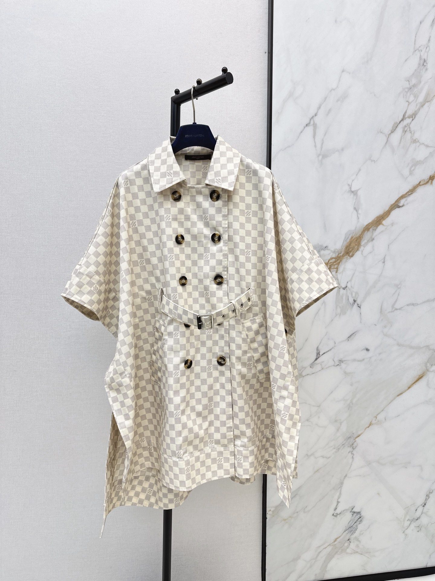 Louis New Checkered Hoodie Coat