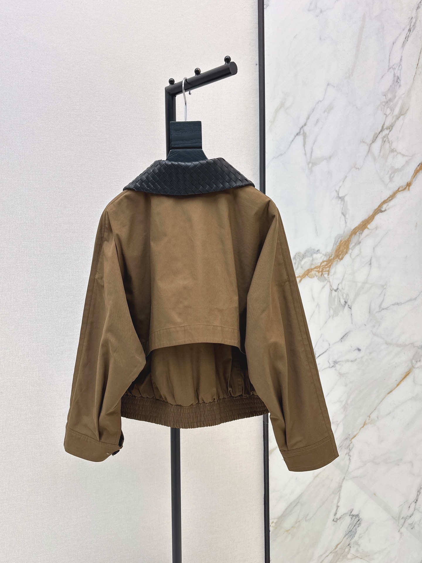 Botte New woven Canvas jacket with leather collar