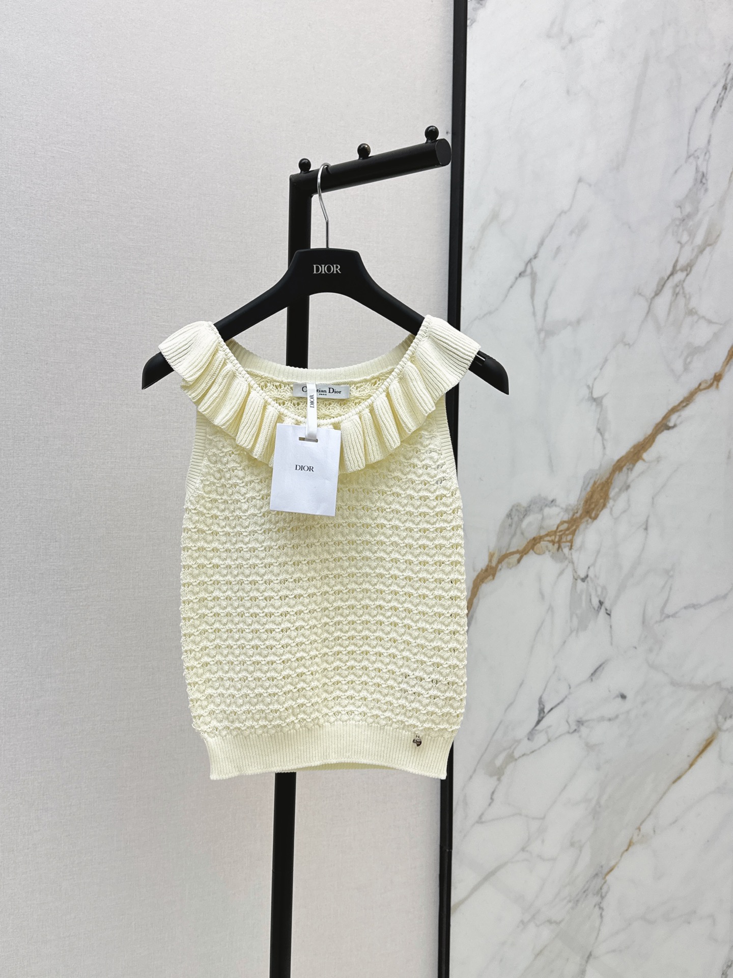 CD New Ruffled Collar Hollow Crochet Vest