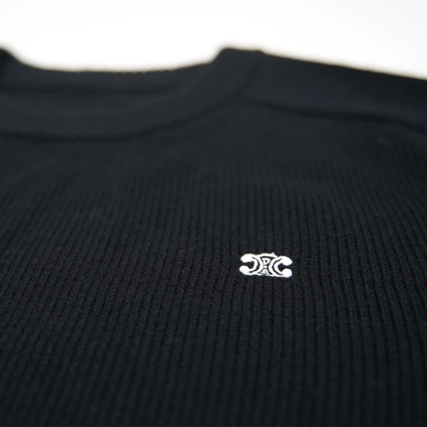 TRIOMPHE CREW NECK SWEATER IN WOOL AND CASHMERE BLACK / OFF WHITE 2AC85048T.38OW