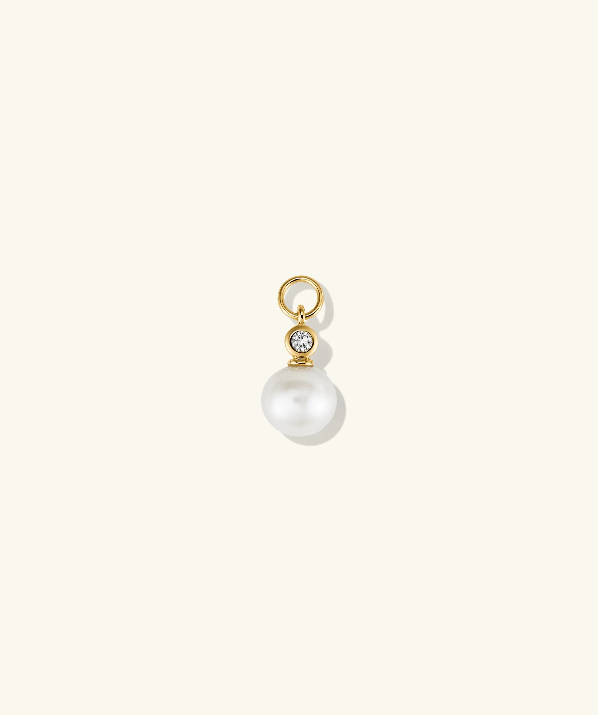 Single Pearl Gemstone Hoop Charm