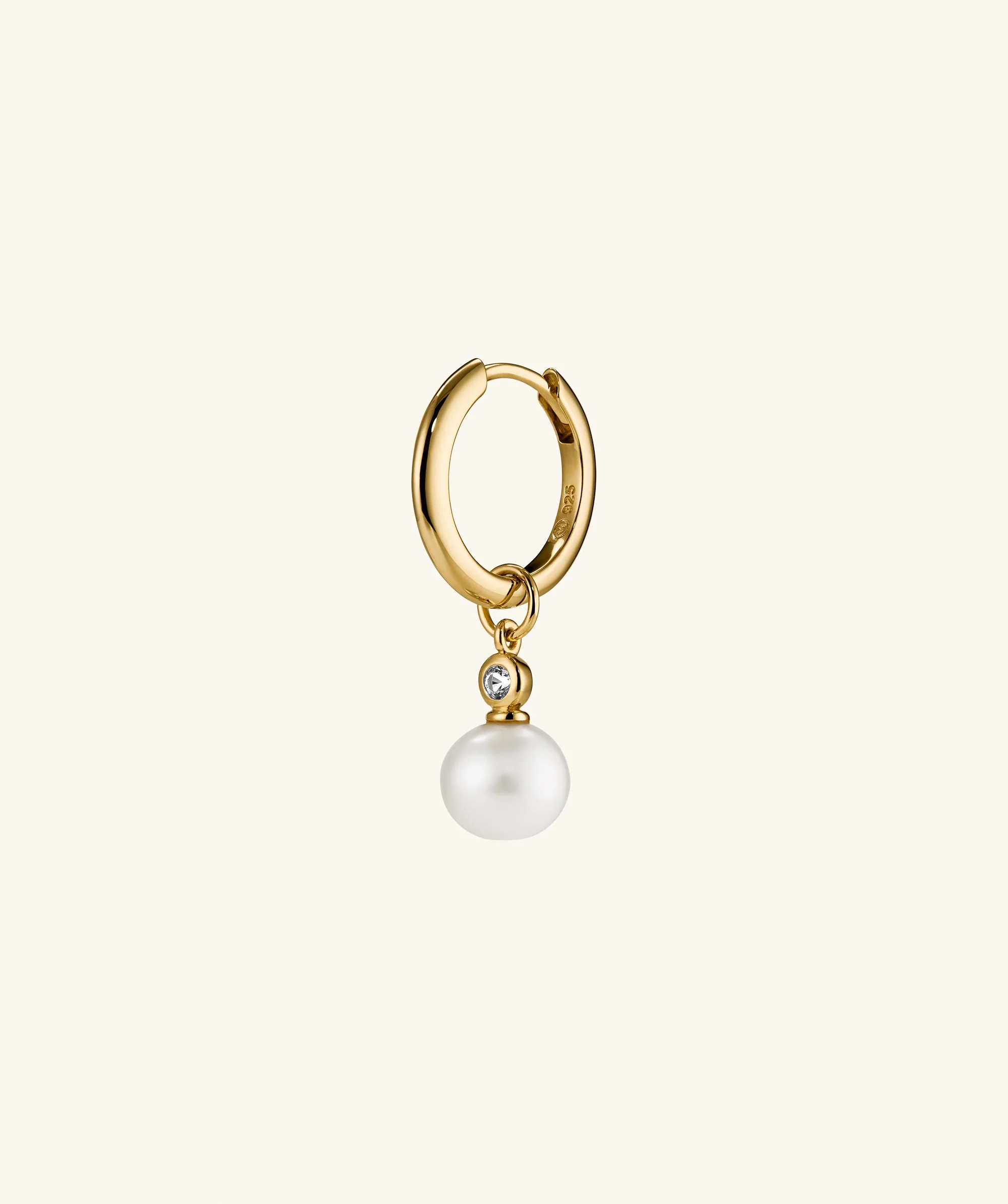 Single Pearl Gemstone Hoop Charm