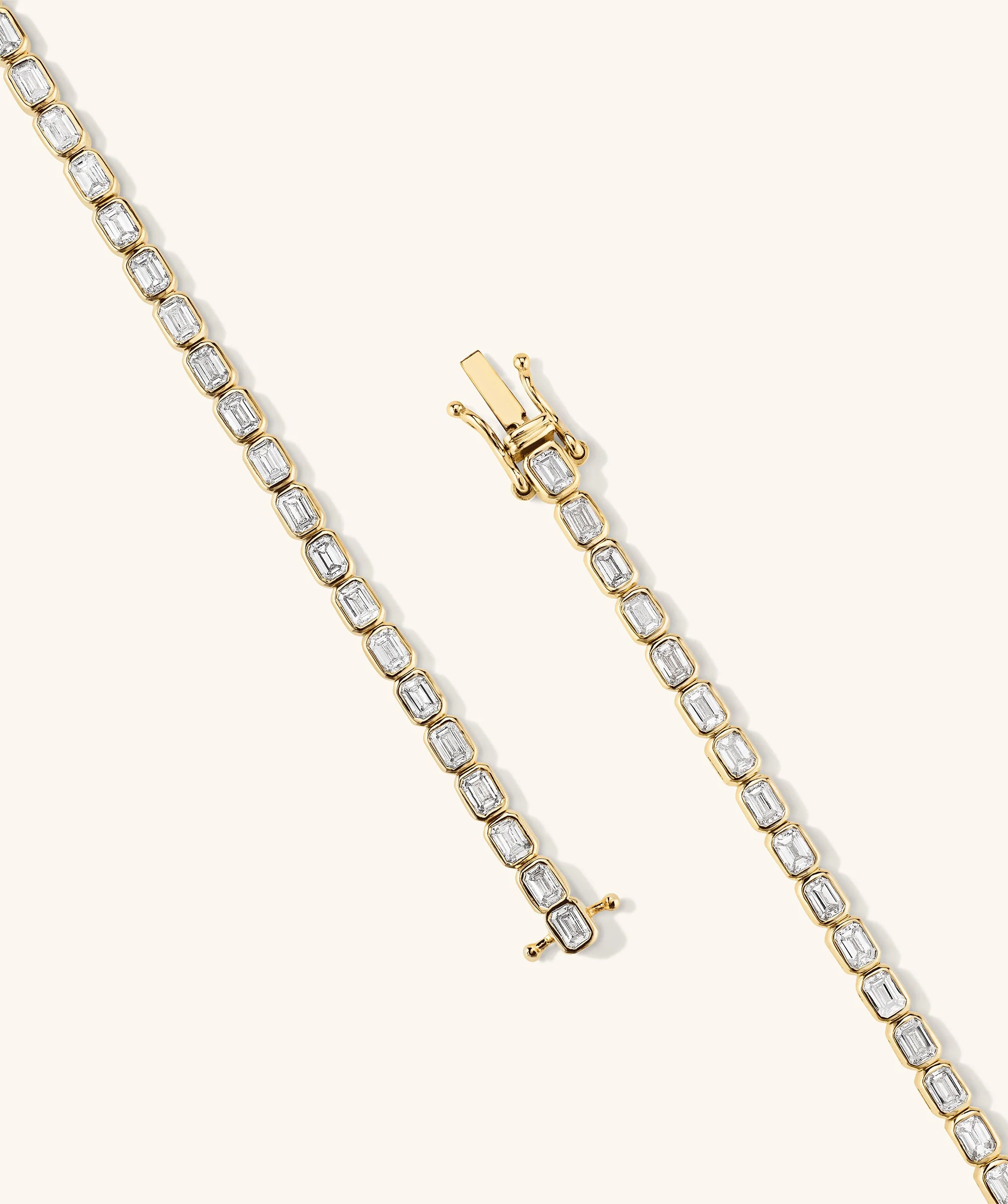 Lab Grown Diamond Emerald Cut Bezel Tennis Bracelet