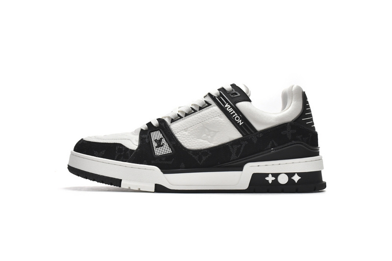 Pkkicks God Batch LOUIS VUITTON Trainer Black And White Cloth Cover VL1202