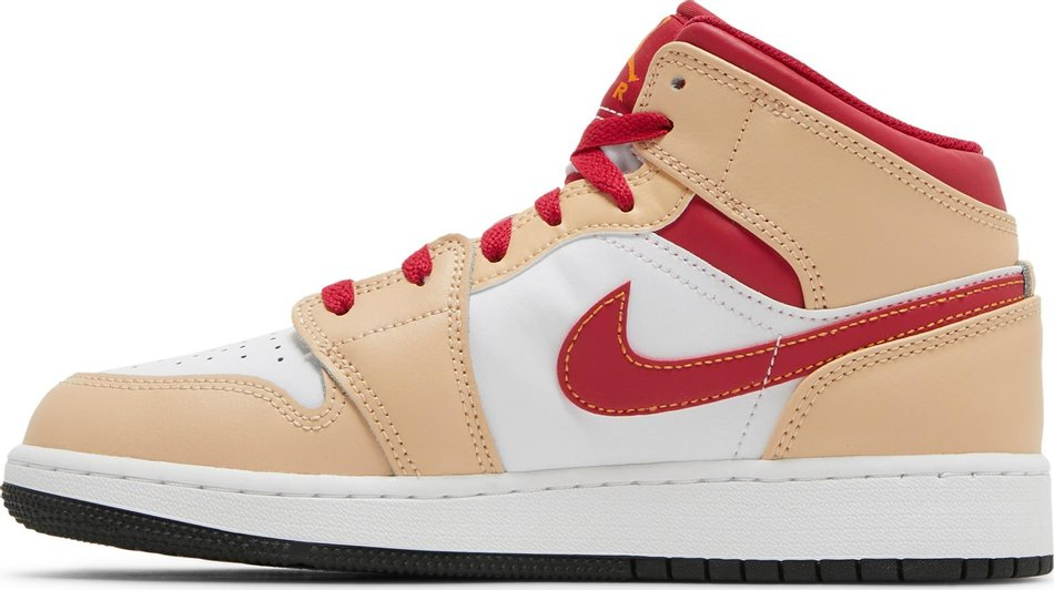 Air Jordan 1 Mid GS 'Light Curry Cardinal Red' 554725-201