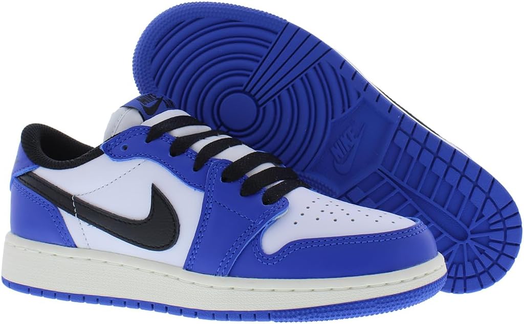Air Jordan 1 Low OG Wolf Gray Big Kids Shoes (CZ0858-140, White/Game Royal/Sail/Black)
