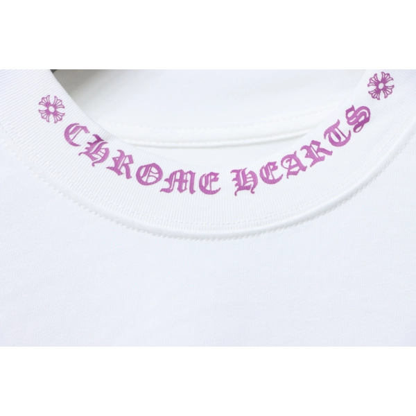 Chrome Hearts Purple Neck Logo Long Sleeve T-Shirt White