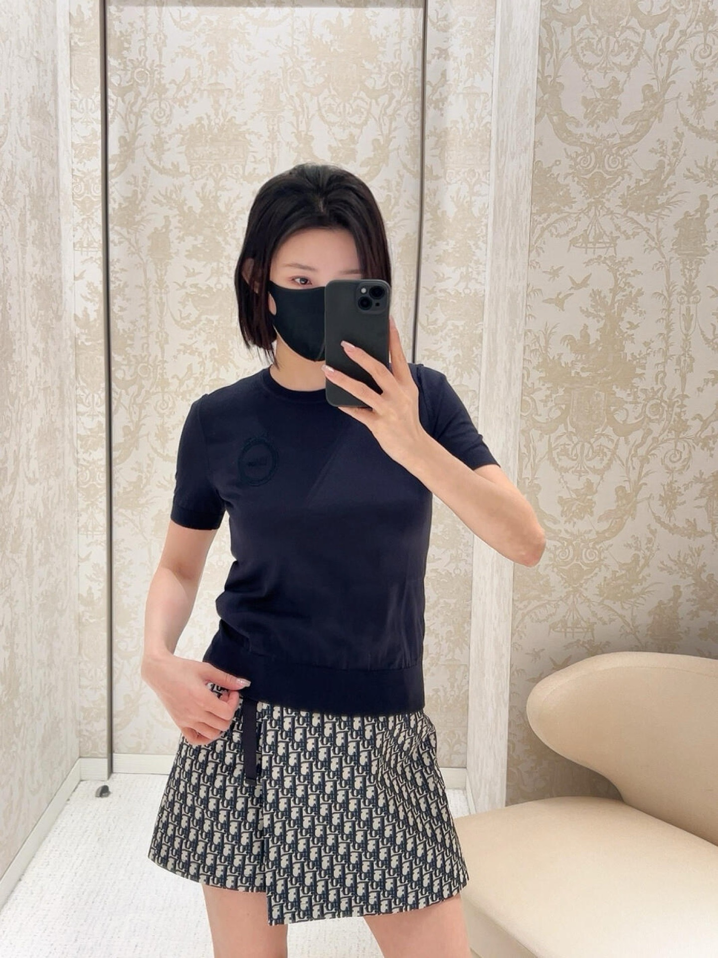 CD New embroidered Silk Knit T-Shirt