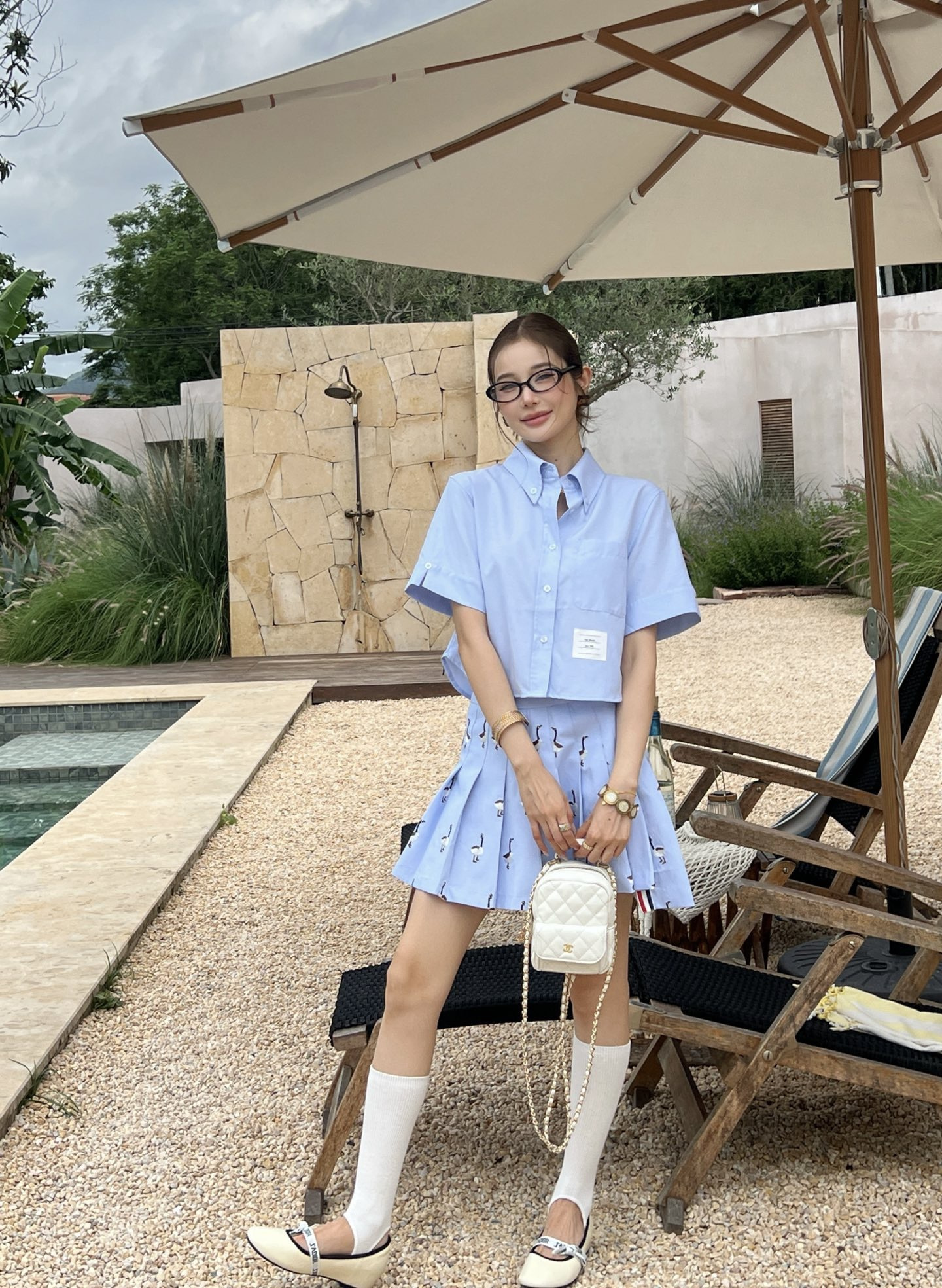 Thom New shirt+pleated skirt set
