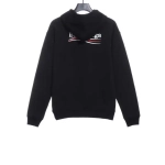 Balenciaga Clothes Embroidered Printed Cotton Hoodie Black