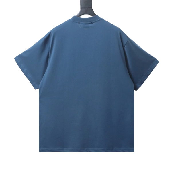 Balenciaga Clothes  25SS Grain Wheat Embroidered Short Sleeve T-shirt blue