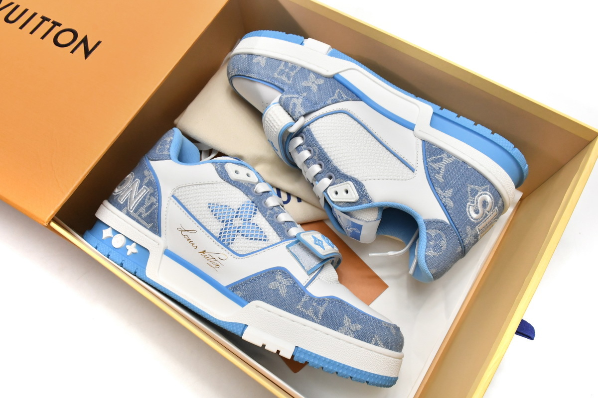 Pkkicks God Batch LOUIS VUITTON Trainer Blue Cloth Surface GO0232