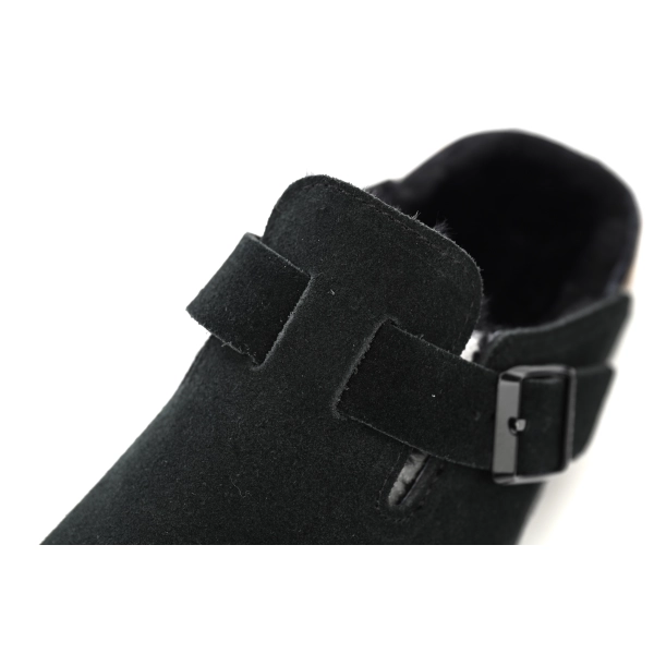 Birkenstock Boston Shearling Suede Leather Black 259881