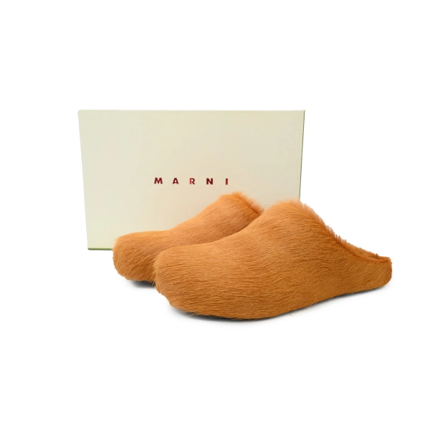 Marni Long-hair Calfskin Fussbett Sabot Yellowish Brown