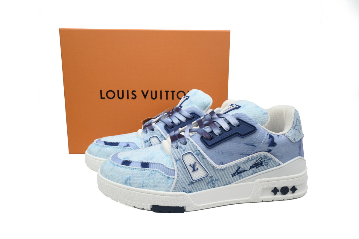 Pkkicks God Batch LOUIS VUITTON Trainer XS Rendering Blue Cloth