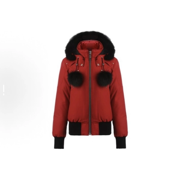 Moose Knuckles Red Jacket Black Wool Collar（NFC)