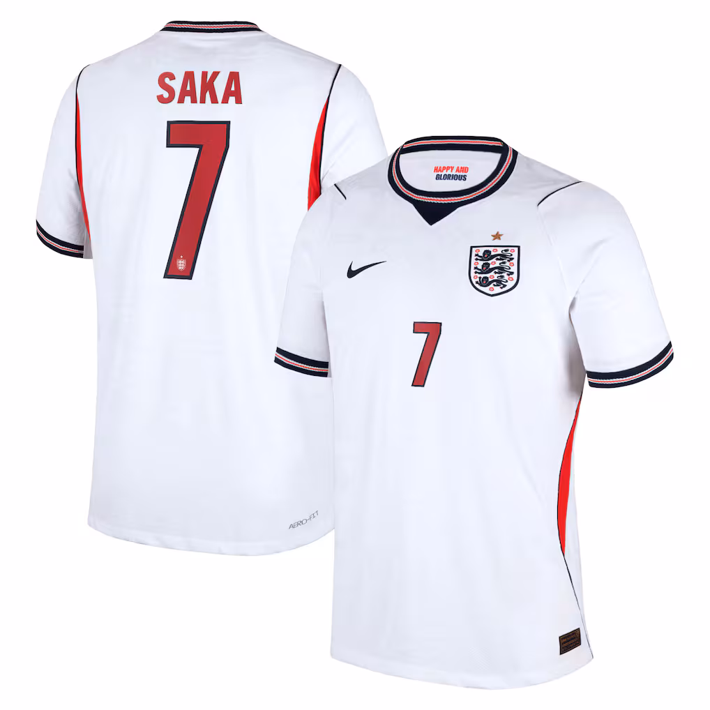 Saka #7 England World Cup 2026 Player Version Home Soccer Jersey