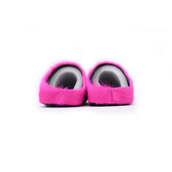 Marni Long-hair Calfskin Fussbett Sabot Rose Red