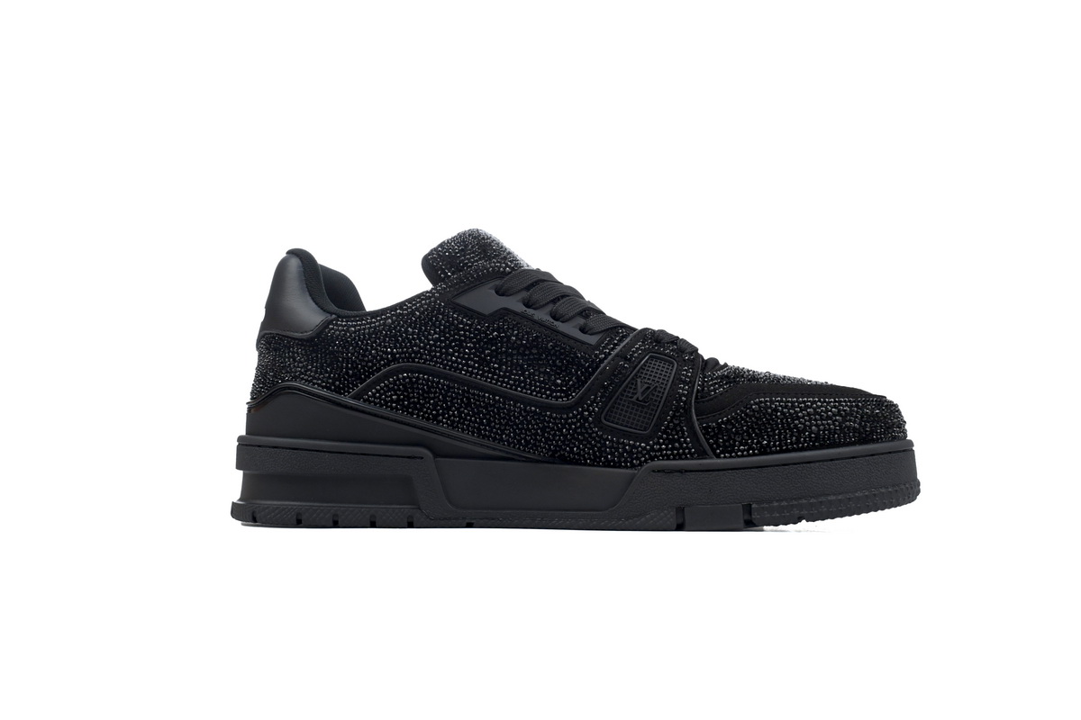 Pkkicks God Batch Louis Vuitton Trainer 'Black Rhinestones' 1A815H