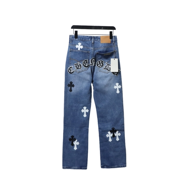 Chrome Hearts Miami Art Basel White Black Cross Patch Jeans