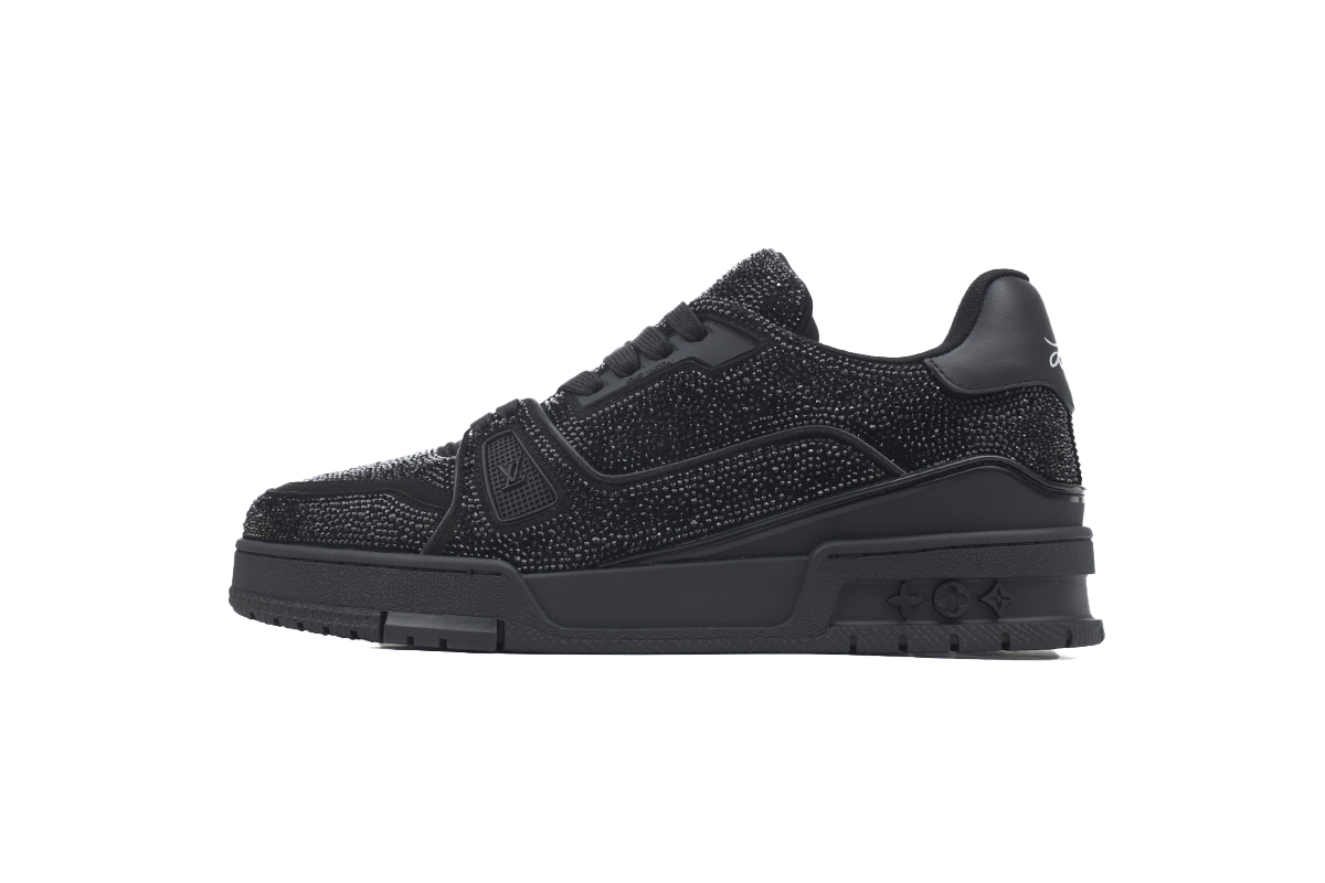 Pkkicks God Batch Louis Vuitton Trainer 'Black Rhinestones' 1A815H