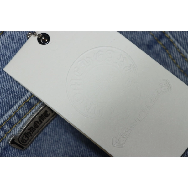 Chrome Hearts Black Cross Leather Patch Jeans