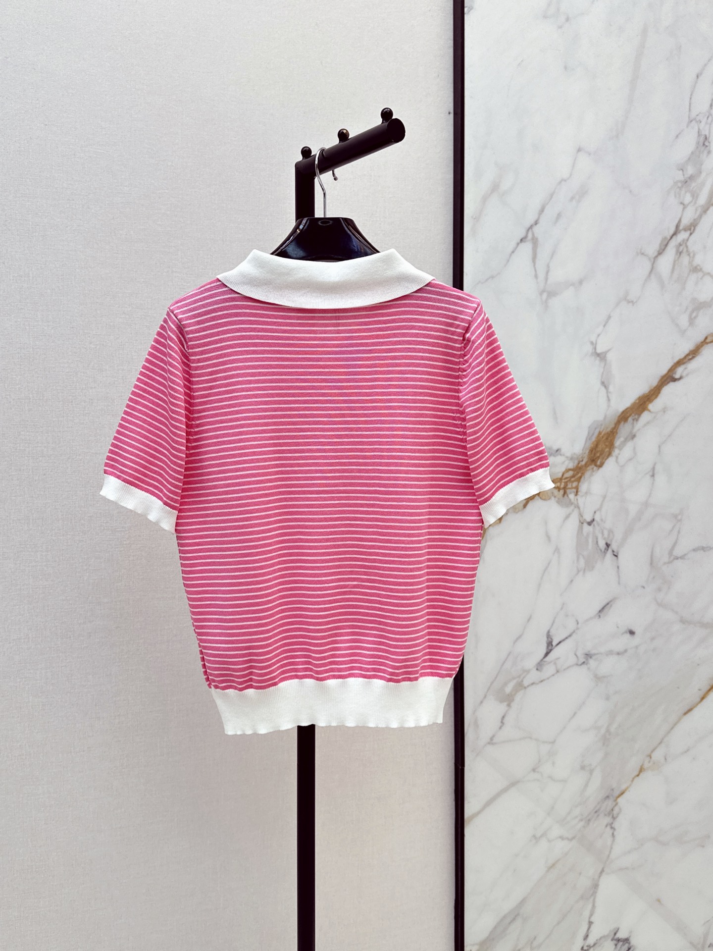 Miu New Striped polo knit short-sleeve