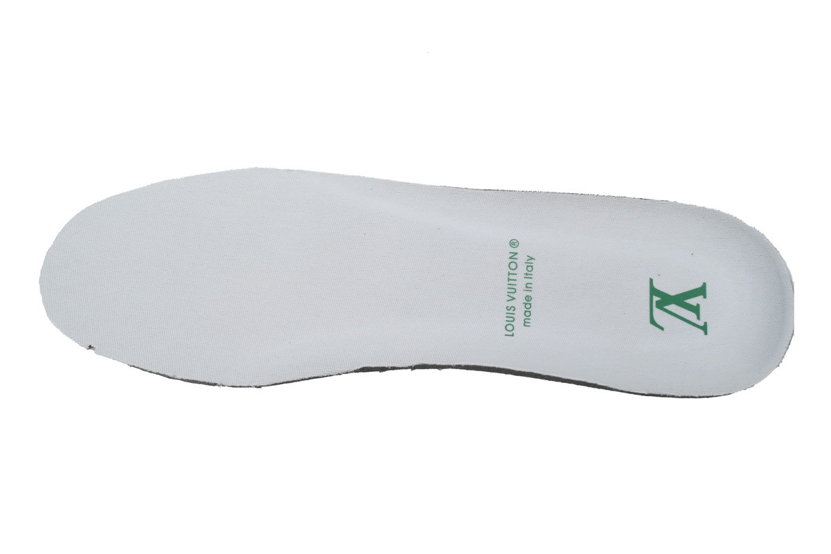 Pkkicks God Batch LOUIS VUITTON Leather lace up Fashionable Board Shoes White Green 1AC520