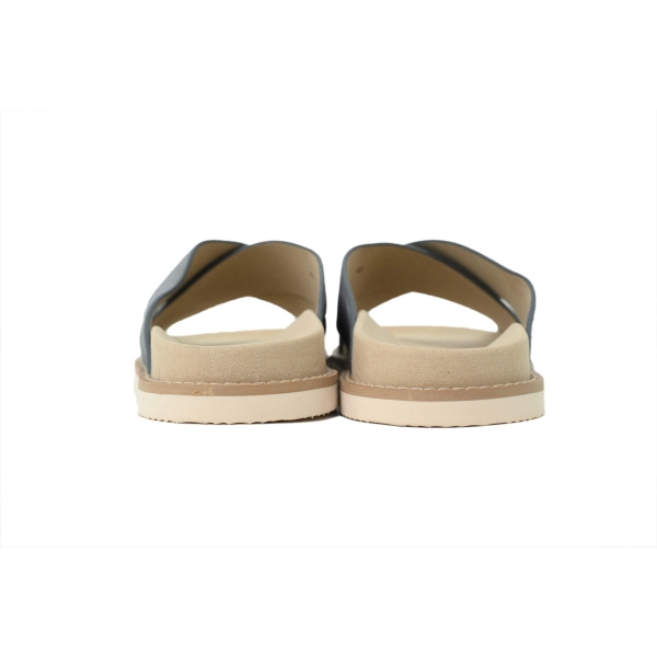 Brunello Cucinelli Suede Crisscross Slides Grey
