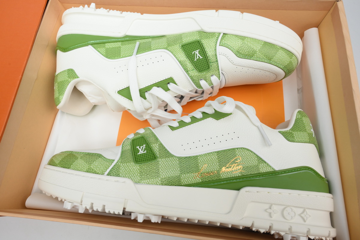 Pkkicks God Batch LOUIS VUITTON Trainer Golf Checkerboard Green