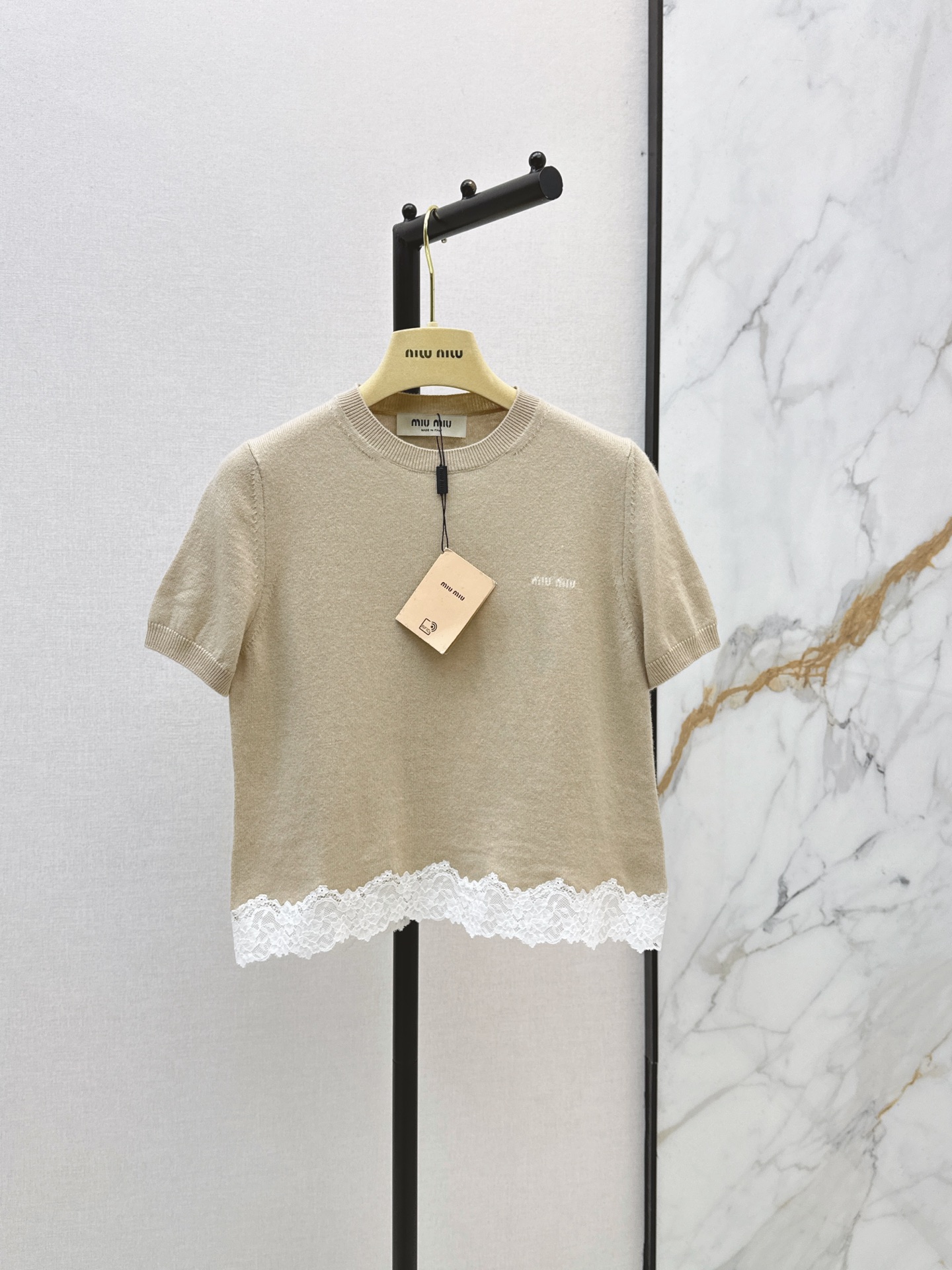 Miu New Spliced lace knitwear