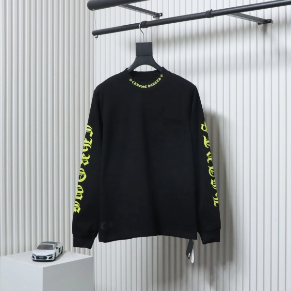 Chrome Hearts Yellow Neck Logo Long Sleeve T-Shirt Black